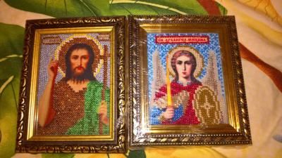 святой Архангел Михаил и святой Иоанн Предтеча - Вышивка крестиком и бисером - Овца Рукодельница