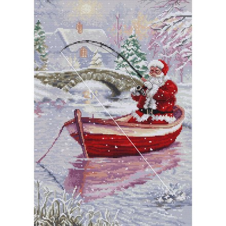 Дед Мороз на рыбалке Набор для вышивания крестом Luca-S BU5014 - Вышивка крестиком и бисером - Овца Рукодельница