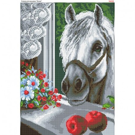 Кінь у вікні Схема для вишивки бісером Biser-Art 638ба - Вышивка крестиком и бисером - Овца Рукодельница