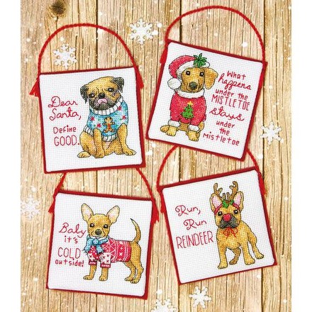 Christmas Pups Ornaments Різдвяні цуценята. Набір для вишивання хрестом. Діменшенс Dimensions (70-08972) - Вишивка хрестиком і бісером - Овечка Рукодільниця