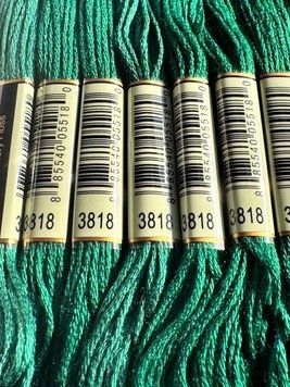 Муліне для вишивання AIRO №3818 колір Emerald Green, Ultra Very Dark/Надзвичайно темний смарагдовий зелений 8м