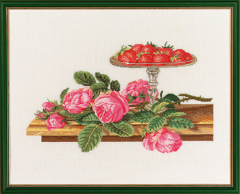 Розы и клубника. Набор для вышивания крестом. Eva Rosenstand (Дания) (14-269) - Вышивка крестиком и бисером - Овца Рукодельница
