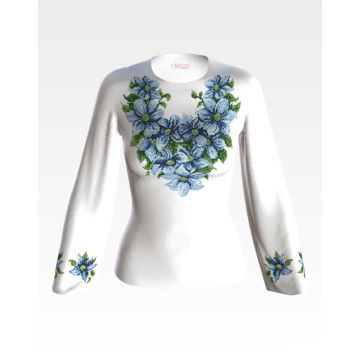 Набір для вишивки жіночої блузки бісером Сині квіти БЖ018пБннннk - Вишивка хрестиком і бісером - Овечка Рукодільниця