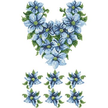 Набір для вишивки жіночої блузки бісером Сині квіти БЖ018пБннннk - Вишивка хрестиком і бісером - Овечка Рукодільниця