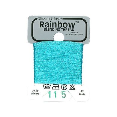 Rainbow Blending Thread 115 Iridescent Pale Blue Металлизированное мулине Glissen Gloss RBT115 - Вишивка хрестиком і бісером - Овечка Рукодільниця