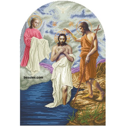 Крещение Господне (иконостас) Канва с нанесенным рисунком для вышивания бисером Солес І-ХГ-СХ - Вишивка хрестиком і бісером - Овечка Рукодільниця