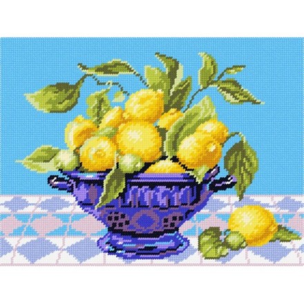Лимони у вазі Набір для вишивання по канві з малюнком Quick Tapestry TL-06 - Вишивка хрестиком і бісером - Овечка Рукодільниця