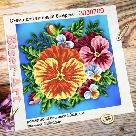 Квітковий букет Схема для вишивки бісером Biser-Art 3030709ба - Вишивка хрестиком і бісером - Овечка Рукодільниця