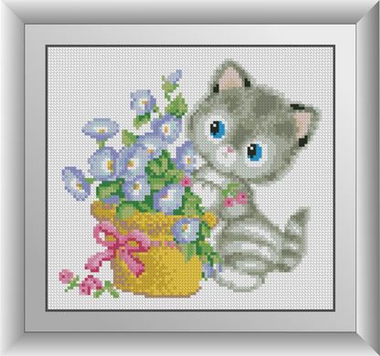 Кошеня з квіткою. Набір алмазний живопис. Dream Art (30900D) - Вишивка хрестиком і бісером - Овечка Рукодільниця