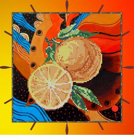Часы Апельсин. Ткань для вышивки бисером. Картины бисером (S-178кб) - Вышивка крестиком и бисером - Овца Рукодельница