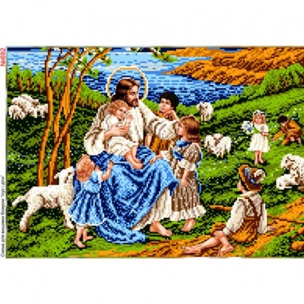 Ісус та діти Схема для вишивки бісером Biser-Art 692ба - Вишивка хрестиком і бісером - Овечка Рукодільниця