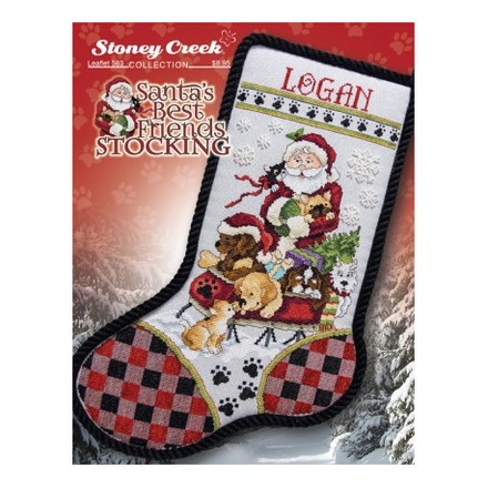 Santa's Best Friends Stocking Схема для вышивания крестом Stoney Creek LFT563 - Вышивка крестиком и бисером - Овца Рукодельница