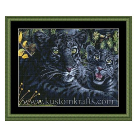 Набор для вышивания Kustom Krafts 99397 Черная пантера с детенышем - Вишивка хрестиком і бісером - Овечка Рукодільниця