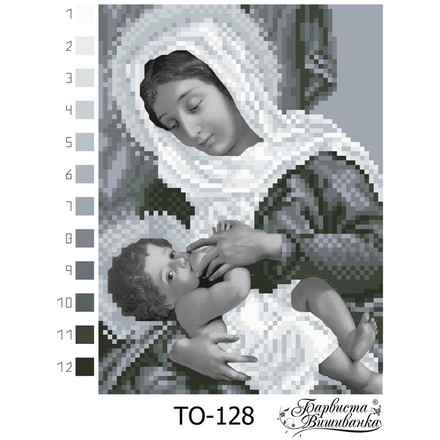 Схема картини Марія годувальниця (чорно-біла) для вишивки бісером на тканині ТО128ан1419 - Вишивка хрестиком і бісером - Овечка Рукодільниця
