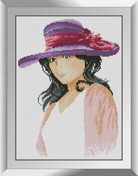 Набір для малювання каменями алмазний живопис Dream Art У фіолетовому капелюшку (квадратні, повна) 31329D - Вишивка хрестиком і бісером - Овечка Рукодільниця