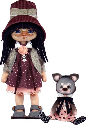 Дівчина з котиком. Набір для шиття ляльки та м'які іграшки. Zoo Sapiens (К1075) - Вишивка хрестиком і бісером - Овечка Рукодільниця