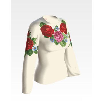 Набір для вишивання жіночої блузки нитками Королівські троянди, фіалки БЖ007кМннннi - Вишивка хрестиком і бісером - Овечка Рукодільниця