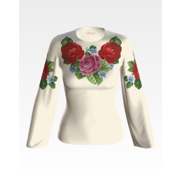 Набір для вишивання жіночої блузки нитками Королівські троянди, фіалки БЖ007кМннннi - Вишивка хрестиком і бісером - Овечка Рукодільниця