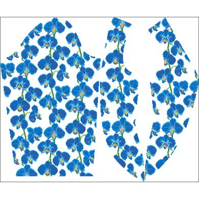 Заготовка женской вышиванки Синие орхидеи для вышивки бисером БЖ183кБнннн