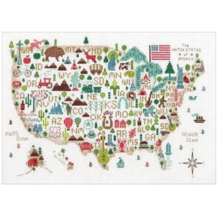 Карта США Набор для вышивания крестом DIMENSIONS 70-35360 - Вышивка крестиком и бисером - Овца Рукодельница