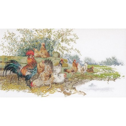 Набір для вишивання хрестиком Chickens Linen Thea Gouverneur 2038 - Вышивка крестиком и бисером - Овца Рукодельница
