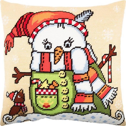 Снеговик. Подушка для вышивания. Чарівниця (V-268) - Вышивка крестиком и бисером - Овца Рукодельница