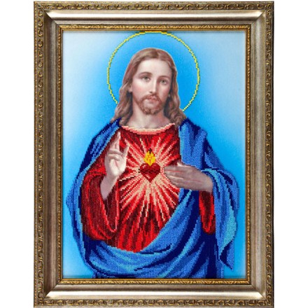 Найсвятіше Серце Христове Атлас з малюнком для часткової вишивки бісером Ангеліка A-502 - Вишивка хрестиком і бісером - Овечка Рукодільниця