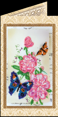 Цветы и бабочки. Открытка для вышивания бисером. Абрис Арт (AO-130) - Вышивка крестиком и бисером - Овца Рукодельница