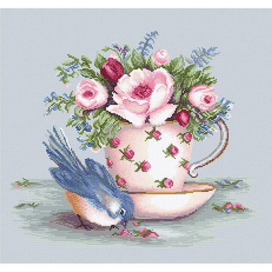 Пташка та чашка чаю. Набір для вишивання. Luca-S (BA2324) - Вишивка хрестиком і бісером - Овечка Рукодільниця