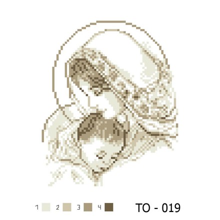 Схема картини Марія з дитям бежева для вишивки бісером на тканині ТО019ан1619 - Вишивка хрестиком і бісером - Овечка Рукодільниця