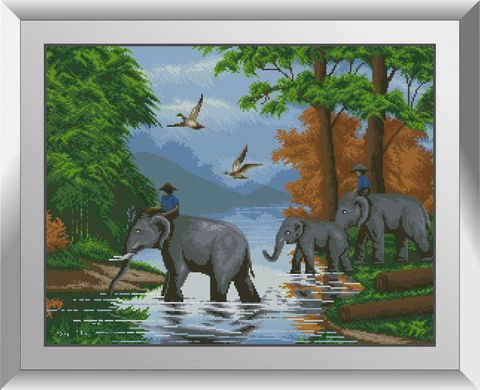 Через річку (слони). Набір алмазний живопис. Dream Art (31278D) - Вишивка хрестиком і бісером - Овечка Рукодільниця