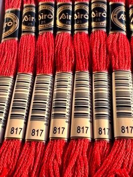 Муліне для вишивання AIRO №817 колір Coral Red, Very Dark/Дуже темний коралово-червоний 8м