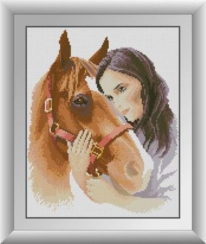 Набір для малювання каменями алмазний живопис Dream Art Дівчина з конем (квадратні, повна) 30942D - Вишивка хрестиком і бісером - Овечка Рукодільниця