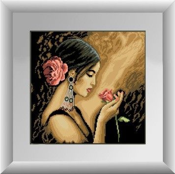 Набір для малювання камінням алмазна живопис Dream Art Іспанка з квіткою (квадратні, повна) 30168D - Вишивка хрестиком і бісером - Овечка Рукодільниця