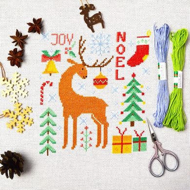 Різдвяний олень Набір для вишивання хрестиком Повітруля Р8-012 - Вышивка крестиком и бисером - Овца Рукодельница