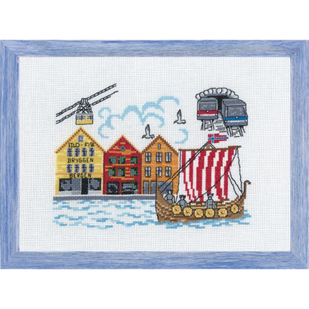 Набір для вишивання "Пристань у Бергені (Wharf in Bergen)" PERMIN - Вишивка хрестиком і бісером - Овечка Рукодільниця