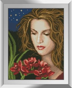 Набір для малювання каменями алмазний живопис Dream Art Дівчина з рхідеєю (квадратні, повна) 31332D - Вишивка хрестиком і бісером - Овечка Рукодільниця