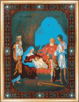 Рождество Христово. Премиум коллекция икона. Чаривна мить (Б-1046) - Вышивка крестиком и бисером - Овца Рукодельница