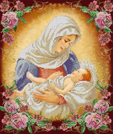 Дева Мария. Ткань для вышивки бисером. Картины бисером (S-176кб) - Вышивка крестиком и бисером - Овца Рукодельница