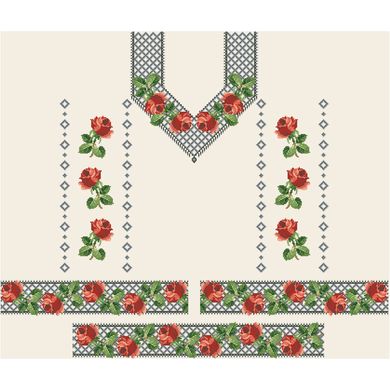Набір для вишивки нитками Барвиста Вишиванка заготовки жіночої сукні – вишиванки Трояндове мереживо ПЛ119дМннннi