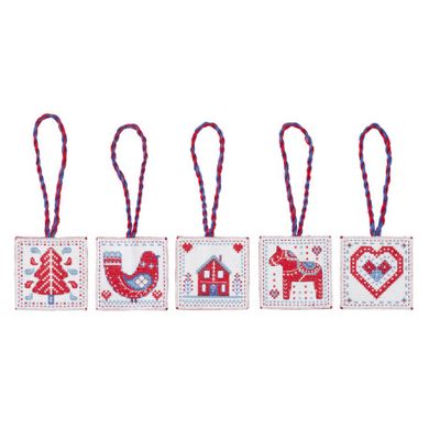 Набір для вишивання хрестиком Різдвяні прикраси (Christmas Decoration: Red and Blue) ANCHOR AKE0016-0001 - Вишивка хрестиком і бісером - Овечка Рукодільниця