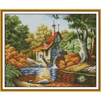 Будинок восени Набір для вишивання хрестиком з друкованою схемою на тканині Joy Sunday F797 - Вышивка крестиком и бисером - Овца Рукодельница