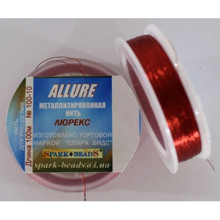Металлизированная нить круглая Люрекс Аллюр 100-10 Красный 100м - Вышивка крестиком и бисером - Овца Рукодельница