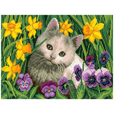 Любопытный котенок Ткань для вышивания с нанесённым рисунком Orchidea O-2445 - Вишивка хрестиком і бісером - Овечка Рукодільниця