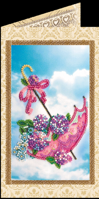 Квіти в парасольку. Вітальна листівка для вишивання бісером. Абріс Арт (AO-121) - Вишивка хрестиком і бісером - Овечка Рукодільниця