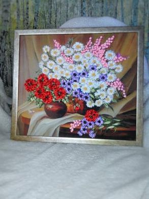Картина лентами "Полевые цветы" - Вышивка крестиком и бисером - Овца Рукодельница