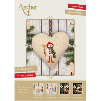 Набір для вишивання хрестиком Серце: Сніговик (Heart Snowman) ANCHOR AKE0009-0002 - Вишивка хрестиком і бісером - Овечка Рукодільниця