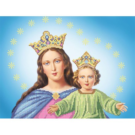 Діва Марія з Ісусом Атлас з малюнком для часткової вишивки бісером Ангеліка A-506 - Вишивка хрестиком і бісером - Овечка Рукодільниця