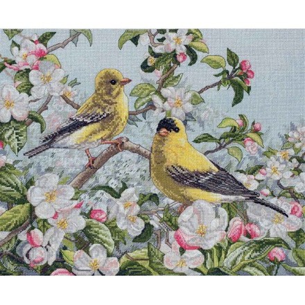 Птахи на квітах яблуні Набор для вишивання хрестом Classic Design 4580 - Вышивка крестиком и бисером - Овца Рукодельница