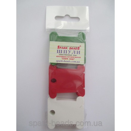 Шпули (бобины) пластиковые для мулине микс из 3 цветов (зеленый, красный, белый) БП1М - Вышивка крестиком и бисером - Овца Рукодельница